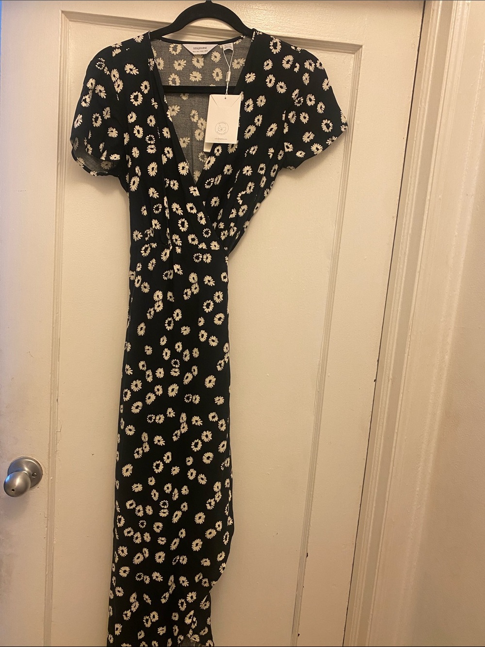 Seraphine Black and White Daisy Print Wrap Maxi Dress